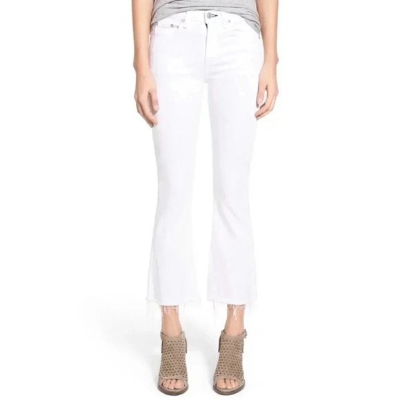 NWT! RAG & BONE Mid-Rise Cropped Flare-Leg Jeans in Bright White - Picture 5 of 15